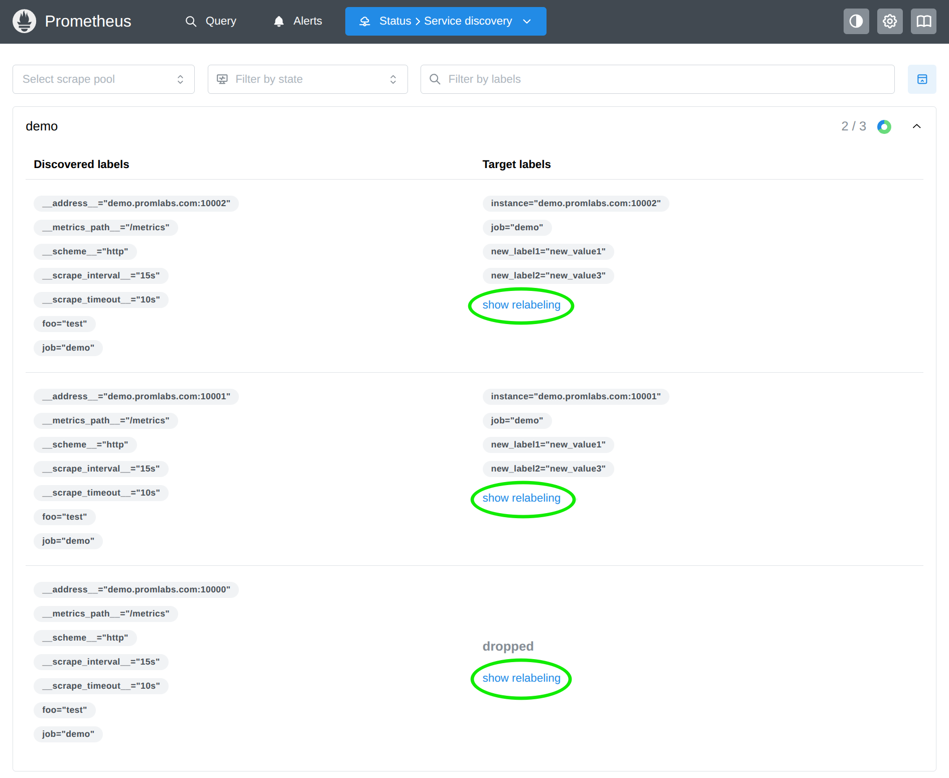 Service discovery page screenshot